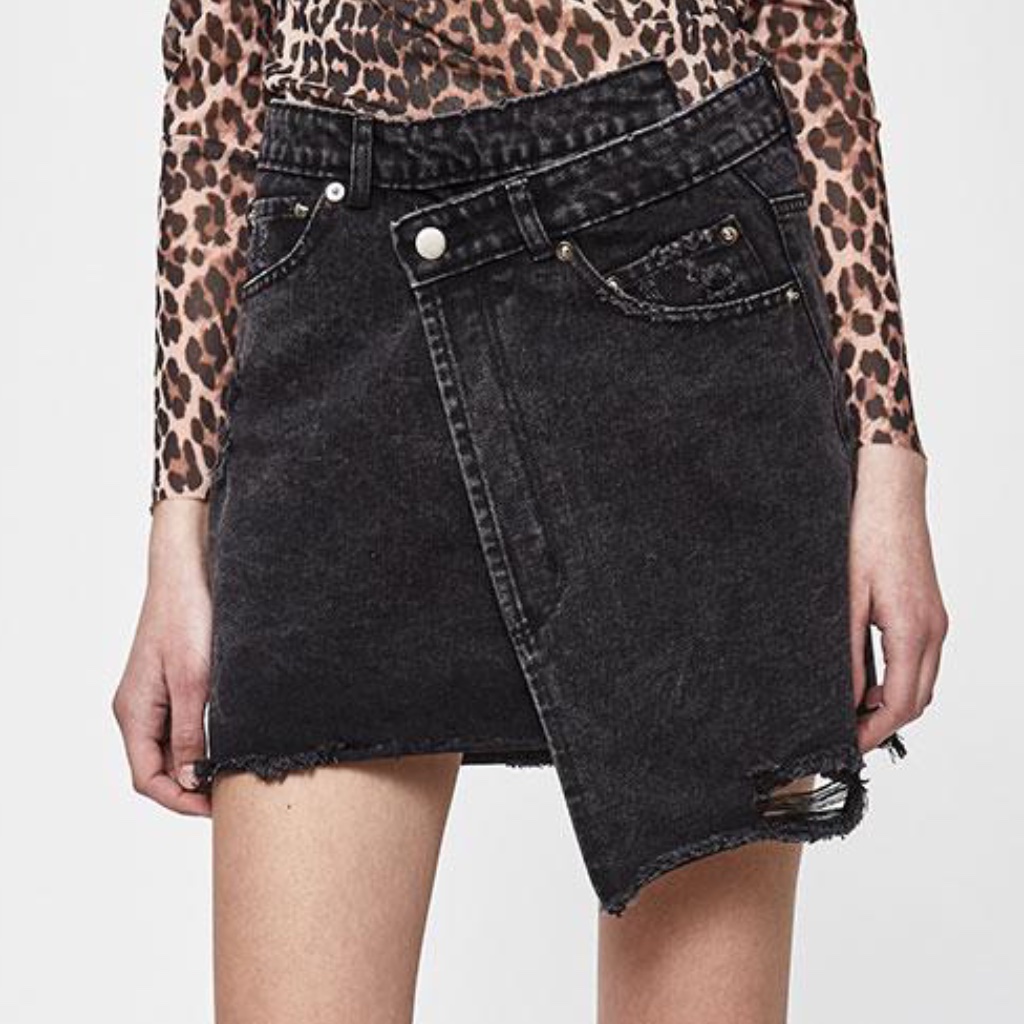 Stelen Black Denim Mini Skirt
